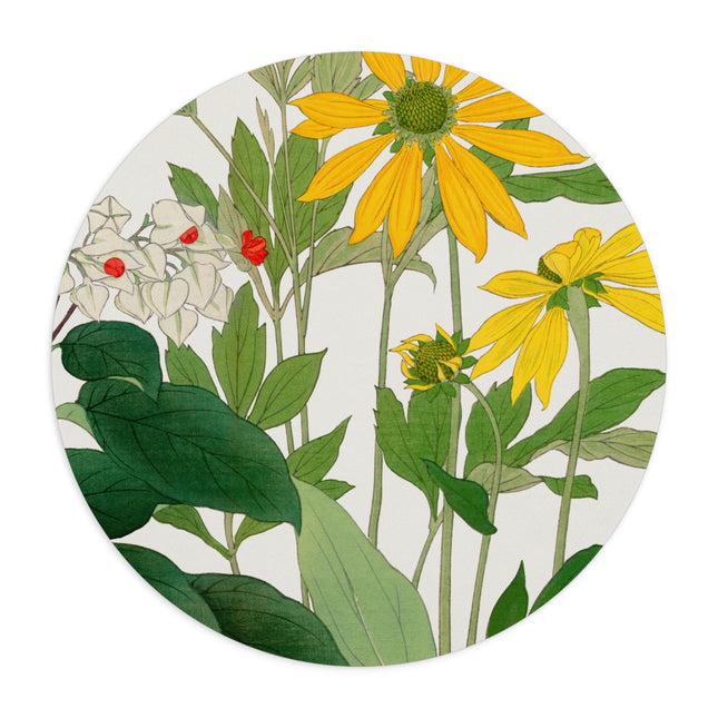 Clerodendrum & Rudbeckia by Tanigami Kônan Mouse Pad, Round and Rectangle