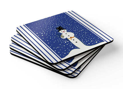 Snowman in Falling Snow Corkwood Coaster Set
