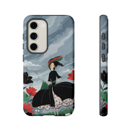 🌧️🌺 The Stormy Flower Walk Phone Case – Art Deco Floral Fashion