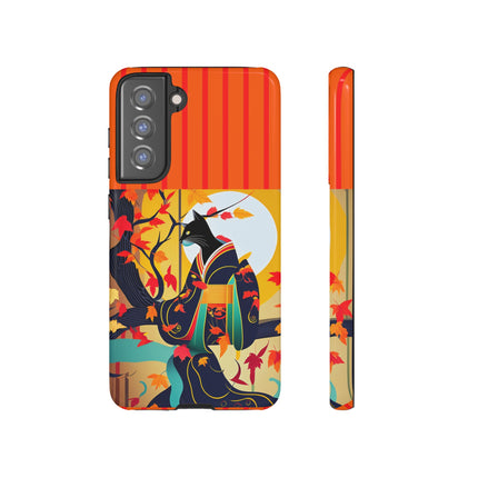 Black Cat in Kimono Phone Cases