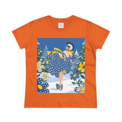 ❄️💙 The Bluebell Christmas Promenade Cotton Tee – Art Deco Holiday Elegance