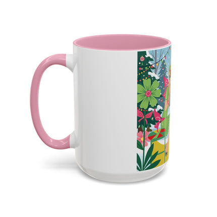 ☕🎄 Christmas Tea In The Snow Garden Colorful Mug – Art Deco Holiday Friendship