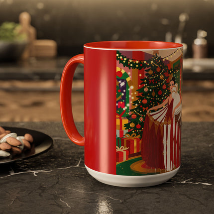 🎄💃 The Christmas Mirror Duet Colorful Mug – Art Deco Holiday Elegance