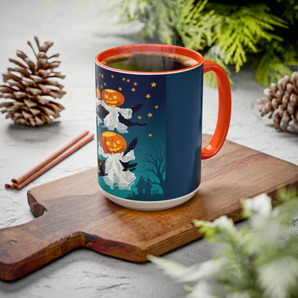 🐈‍⬛🎃 The Flying Black Cats Of Halloween Colorful Mug – Whimsical Storybook Charm