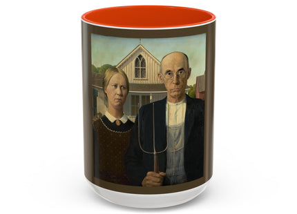 American Gothic by Grant Wood Colorful Mugs (11oz, 15oz)