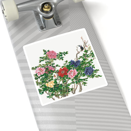 Peonies and Birds by Okamoto Shuki Kiss-Cut Stickers (4 Sizes)