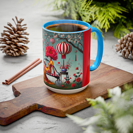 Reading in a Painted Garden Colorful Mugs (11oz, 15oz)