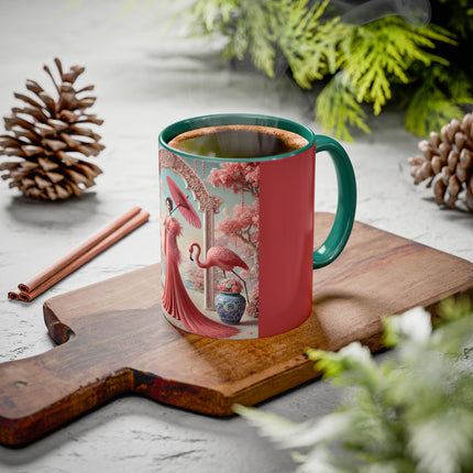 Petals, Porcelain, and Flamingos Colorful Mugs (11oz, 15oz)