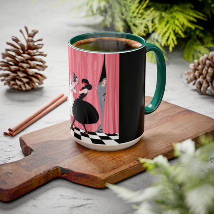 The Ladies Behind The Velvet Curtain Colorful Mugs – Art Deco Theatrical Elegance