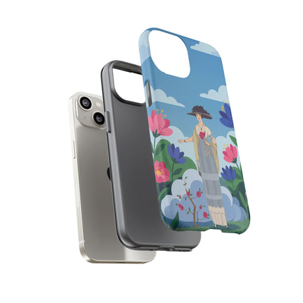 🌸🎩 The Lady Of The Grand Flower Garden Phone Case – Art Deco Fashion Illustration