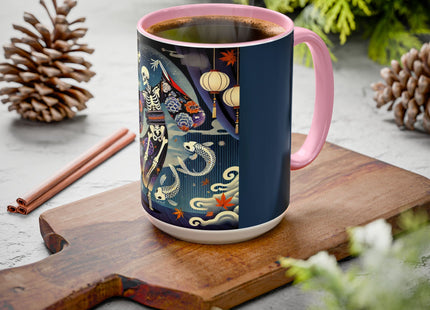 Skeleton Kabuki Performer Colorful Mugs (11oz, 15oz)