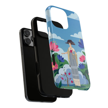 🌸🎩 The Lady Of The Grand Flower Garden Phone Case – Art Deco Fashion Illustration