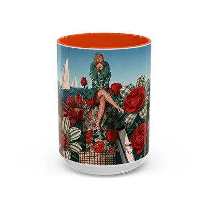 ⛵🌹 The Seaside Rose Traveler Colorful Mug – Art Deco Floral Elegance