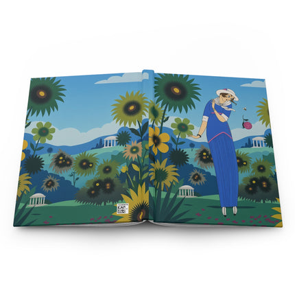 🌻💙 The Lady Of The Sunflower Garden Hardcover Journal – Art Deco Fashion Illustration