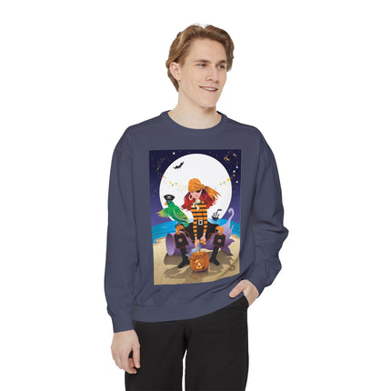 Moonlit Pirate Halloween Unisex Garment-Dyed Sweatshirt