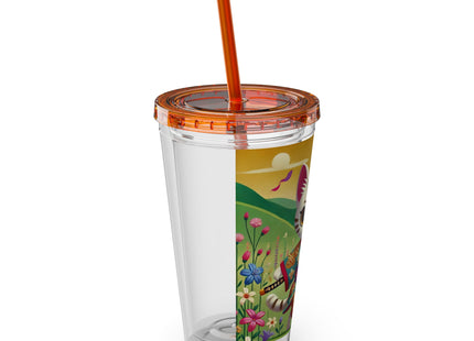 Samurai Kitten Sunsplash Tumbler with Straw, 16oz
