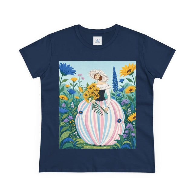 🌻🎀 The Sunflower Garden Bouquet Cotton Tee – Art Deco Floral Elegance