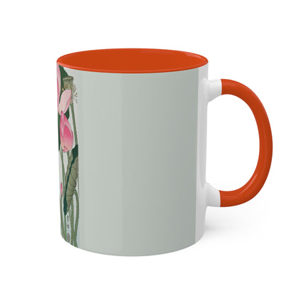 Blooming Lotus Flowers by Ohara Koson Colorful Mugs, 11oz