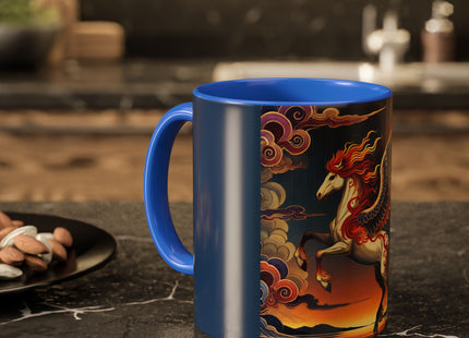 Flame-Winged Horse at Sunset Colorful Mugs (11oz, 15oz)