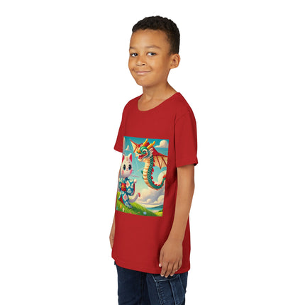 Geisha Kitten and the Dragon Kite Youth Short Sleeve Tee
