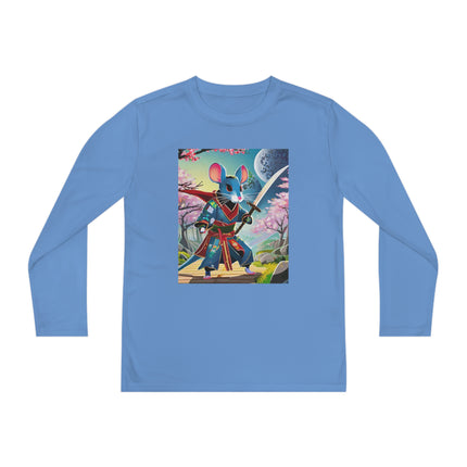 Cyber Samurai Rat Youth Long Sleeve Competitor Tee – Neon Warriors & Futuristic Adventure