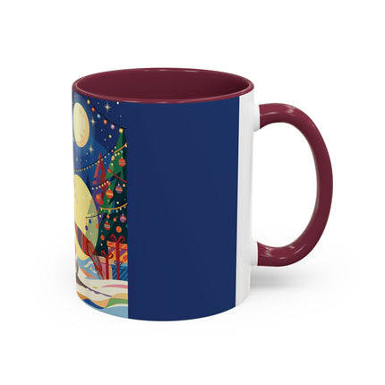 🌙🎿 The Moonlit Christmas Skier Colorful Mug – Whimsical Holiday Fantasy