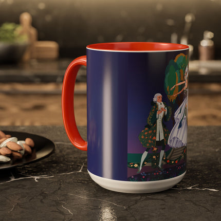 Moonlit Garden Waltz Colorful Mug (11oz, 15oz) – Rococo Romance, Garden Elegance & Enchanted Dance