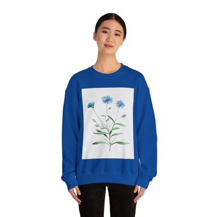 Blue Strawflower by Anselmus Boëtius de Boodt Heavy Blend™ Crewneck Sweatshirt