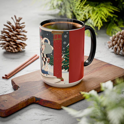 ❄️✨ The Winter Couture Promenade Colorful Mug – Art Deco Holiday Elegance