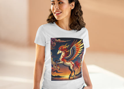 Flame-Winged Horse at Sunset Women's Midweight Cotton Tee