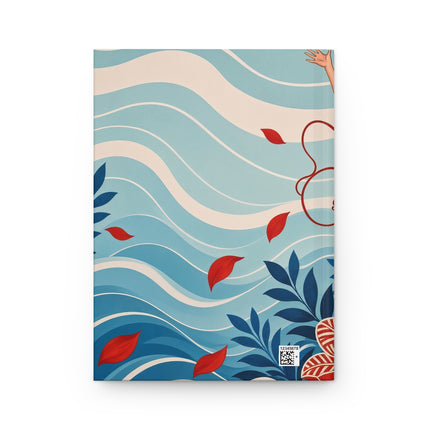 ❤️🌊 The Scarlet Garden Acrobat Hardcover Journal – Art Deco Floral Whimsy