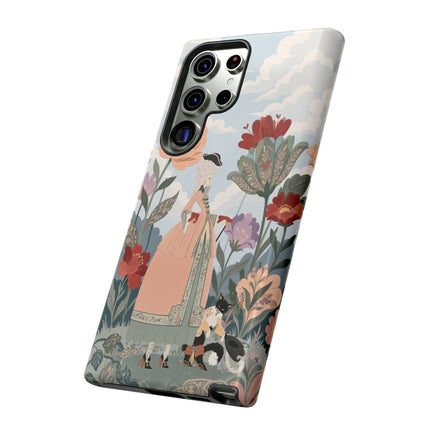 🌹🐈 The Lady And Puss In Boots Phone Case – Art Deco Floral Whimsy