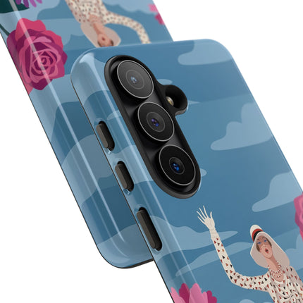 🌺👒 The Grand Flower Promenade Phone Case – Art Deco Fashion Illustration