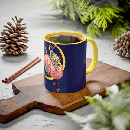 Moonlit Reflections Colorful Mug (11oz, 15oz) – Celestial Elegance, Art Deco Beauty & Dreamy Style