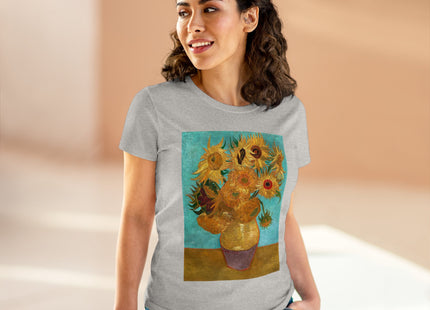Vase with Twelve Sunflowers by Vincent van Gogh Women's Midweight Cotton Tee