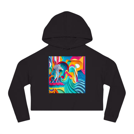 Surfing Zebra Women’s Cropped Hooded Sweatshirt