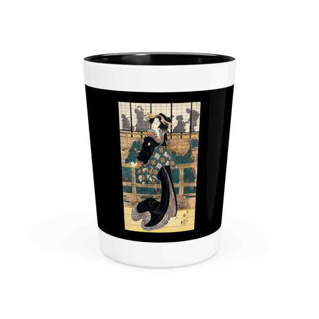 Japanese woman woodcut print by Kikukawa Eizan Ceramic Shot Glass