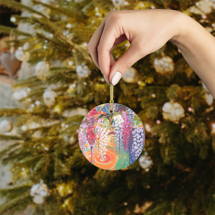 Golden Wisteria Elegance Glass Ornament