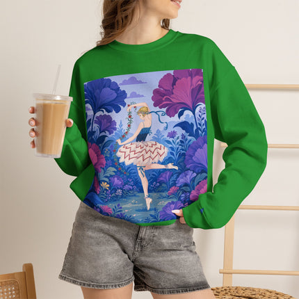 🌸🩰 The Enchanted Garden Ballet Crewneck Sweatshirt – Art Deco Floral Whimsy