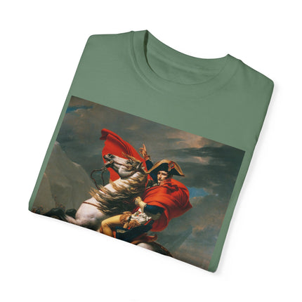 Napoleon Crossing the Alps by Jacques-Louis David Unisex Garment-Dyed T-shirt