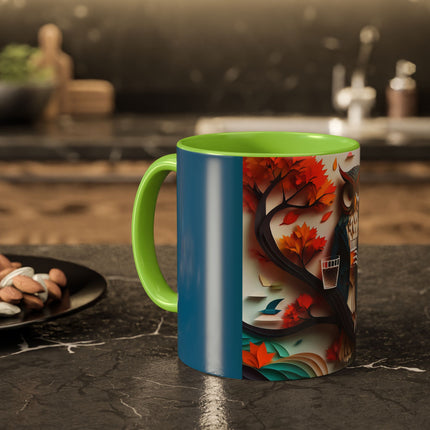 Owl at an Autumn Park Colorful Mugs (11oz, 15oz)