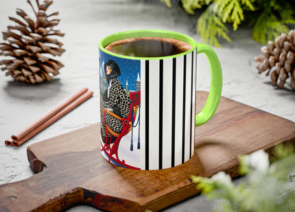 Elegant Winter Woman in Sleigh Colorful Mugs (11oz, 15oz)