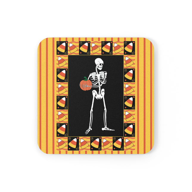 Candy Corn Skeleton Cork Back Coaster