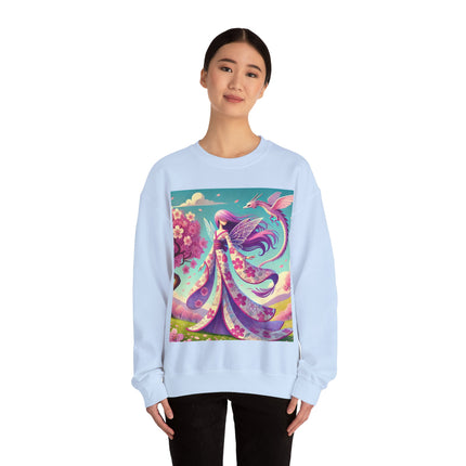 Petals in the Wind: The Kimono Fairy and the Sky Dragon Heavy Blend™ Crewneck Sweatshirt