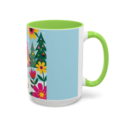 🌸🎄 Christmas In The Winter Garden Colorful Mug – Whimsical Holiday Fantasy