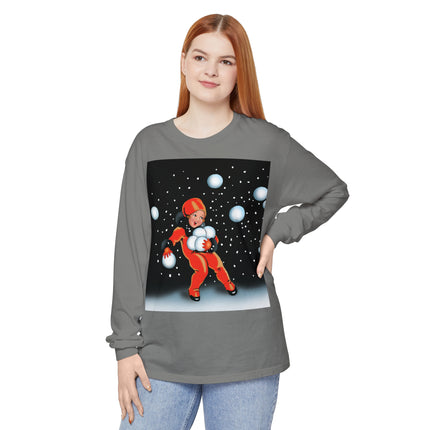 Festive Snowball Unisex Garment-dyed Long Sleeve T-Shirt