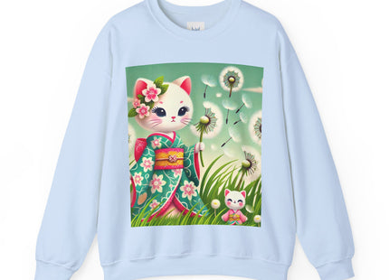 Geisha Kitten and the Dandelion Wish Heavy Blend™ Crewneck Sweatshirt