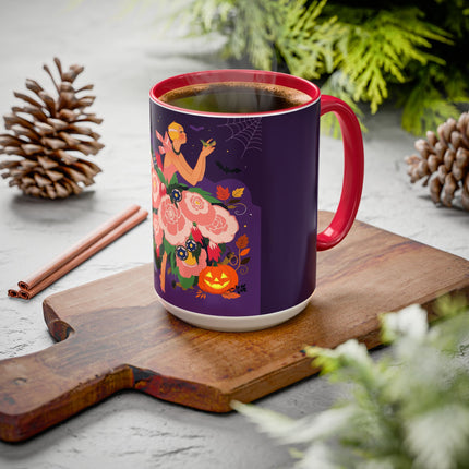 🌹🎃 The Lady Of The Haunted Rose Garden Colorful Mug – Romantic Halloween Charm
