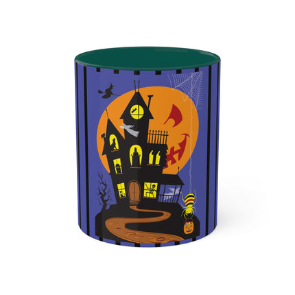 Halloween Night at the Haunted House Colorful Mugs, 11oz