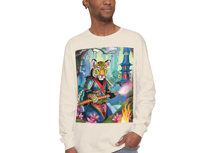 Cyberpunk Leopard Garment-dyed Long Sleeve T-Shirt